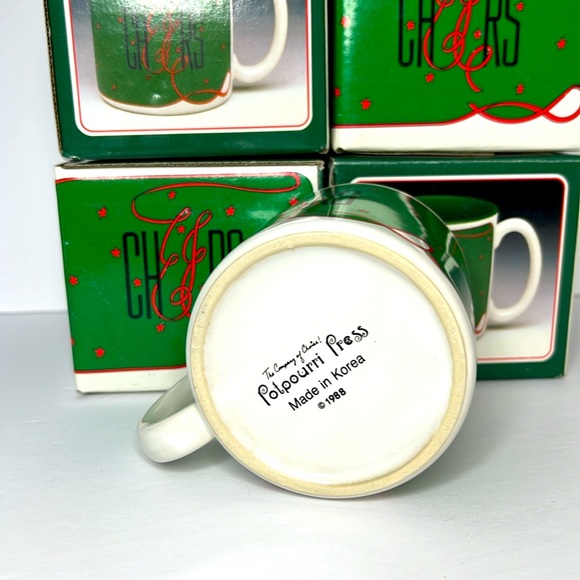 Set of 4 1988 Cheers Potpourri Press Christmas New Year’s Holiday Coffee Mug Cup - Picture 3 of 5